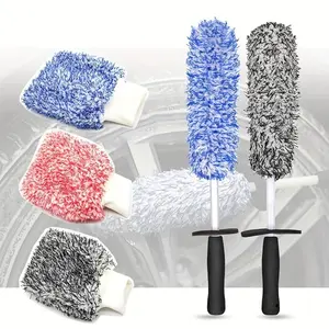Car Wash Super Brush Microfiber Premium Wheels Brush Non-Slip soft Handle Easy To Cleaning car wheel Spokes Car Accessories