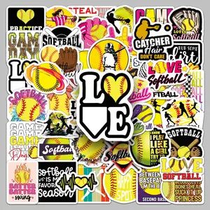 50pieces softball cartoon sports style creative trend stickers notebook cups luggage refrigerator phone case stickers