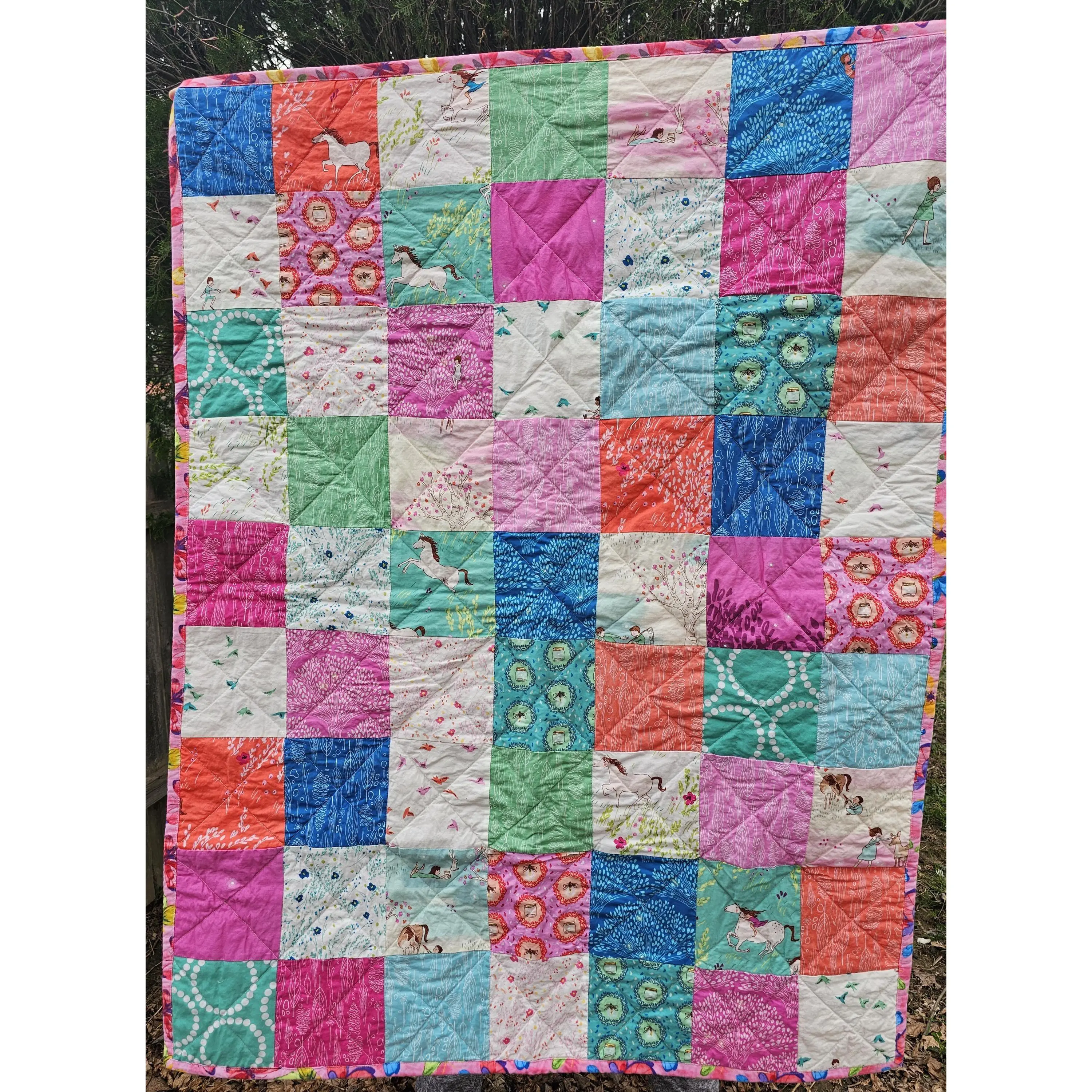 Sarah Jane Quilt, Firefly Quilt, Horses Blanket, Patchwork Quilt, Crib Quilt, Toddler Quilt, Handmade Gift, Baby Shower Gift, We Wander