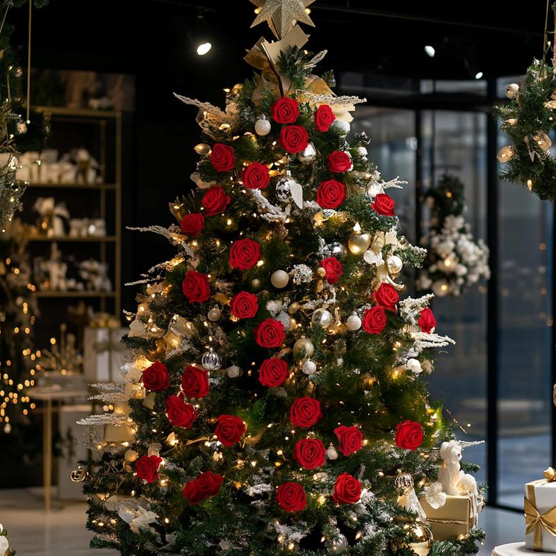 AnYa 12/24/48 pcs Artificial Rose Howers LongStem Fake Silk Roses for DIY Wedding Bouquet Table Centerpiece HomeDecor, Realistic Silk White Roses, Suitable for Valentine’s Day, Mother’s Day, Halloween, Christmas, Floral Arrangements & Home Decor