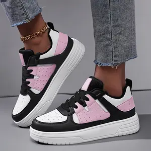 Women's Light Pink & White Platform Sneakers - Coffee Run & Shopping, Breathable Thick Sole All-Day Comfort, Stylish & Comfortable