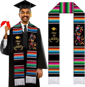 Class of 2026 Mexican Graduation Stole – 72" Hispanic Serape Graduation Sash with Mexico Embroidery, Latino Graduation Scarf for High School & College Seniors