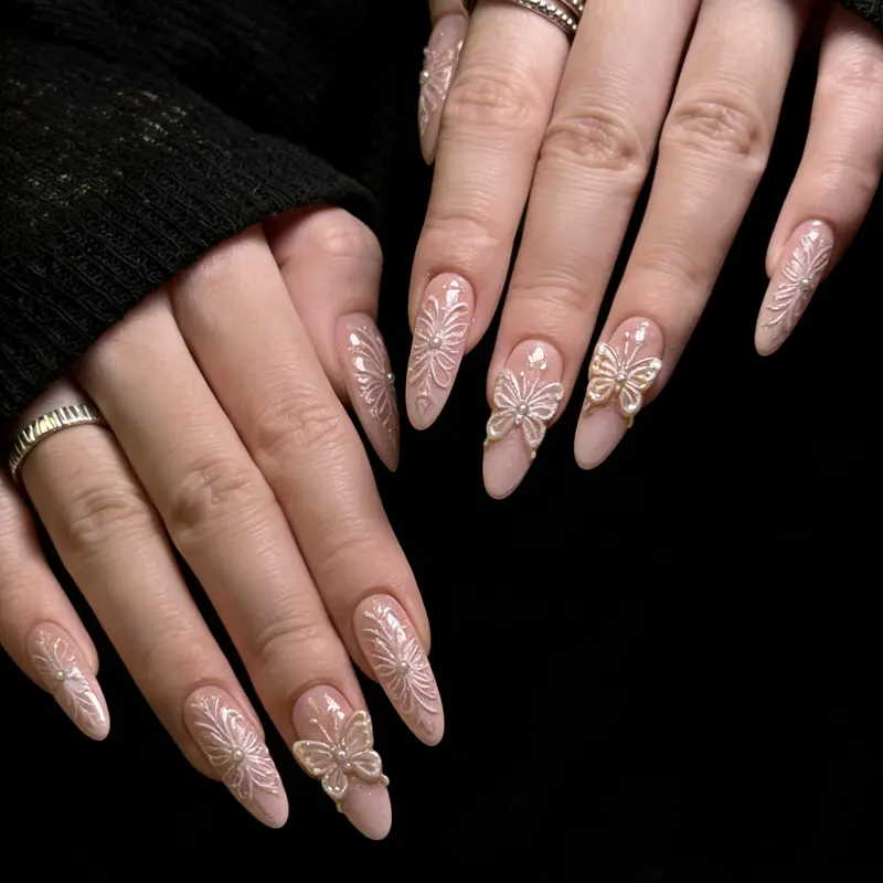 Tessa:20sets handmade press-on nails selectable size and length random style