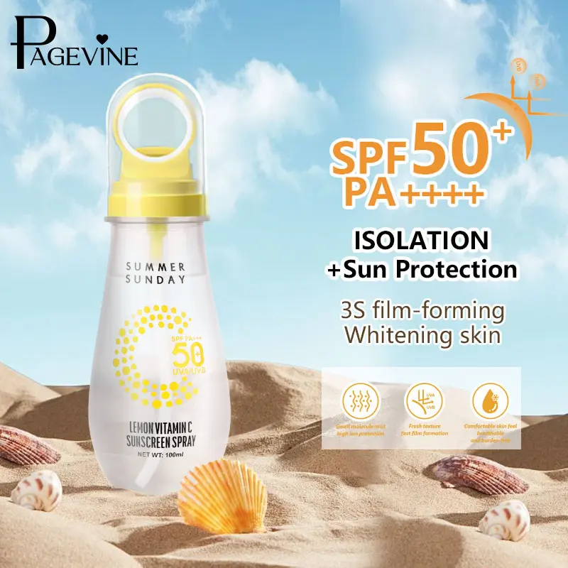 SPF50+ Cooling Lemon UV Protectant Spray - Lightweight Invisible Waterproof Liquid Sunscreen, Youth-Focused Bottle for Adventures, Beach Days, All Skin Types with Sun Protection & After Sun Care