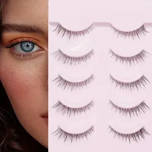 Natural False Eyelashes, 5 Pairs Thickened Eyelash Tips, Lengthening False Eyelashes, Eye Makeup Product for Women, Cosmetic, Strip Lashes