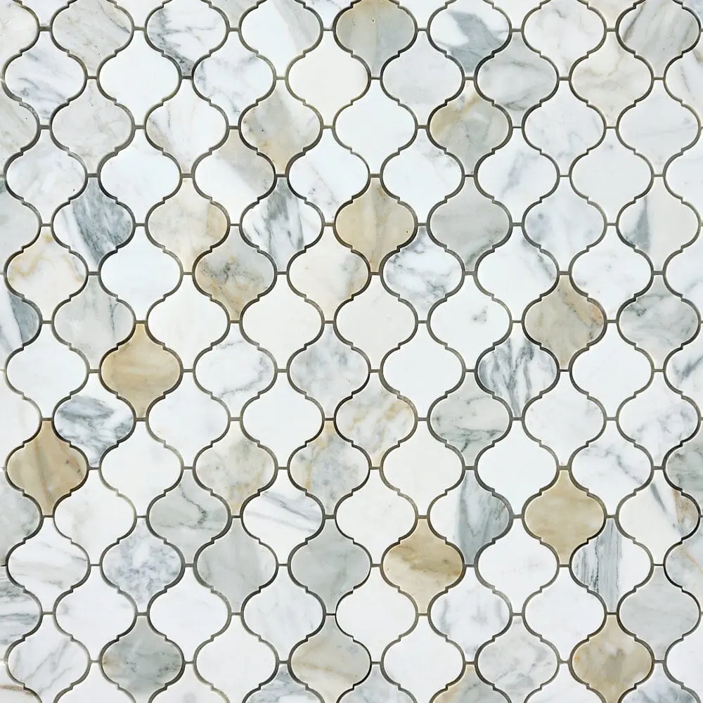 Calacatta Gold  Arabesque 3x3 Polished/Honed Marble Mosaic Tile Sample