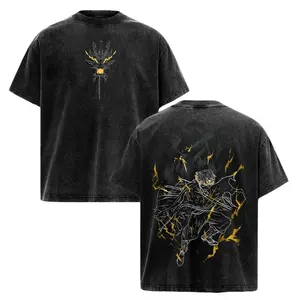 Zenitsu Agatsuma T-Shirt – Vintage Washed Demon Slayer Anime Tee, Thunder Breathing Graphic Shirt, Oversized Anime Streetwear Outfit, Soft Cotton Unisex Casual Apparel, Gift for Anime Fans