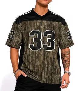 Unisex Real Camo Mesh Football Jersey V-Neck Loose Fit Breathable Sports Training Shirt with Your Number Print Team Uniform for Men Women - Top, Womenswear
