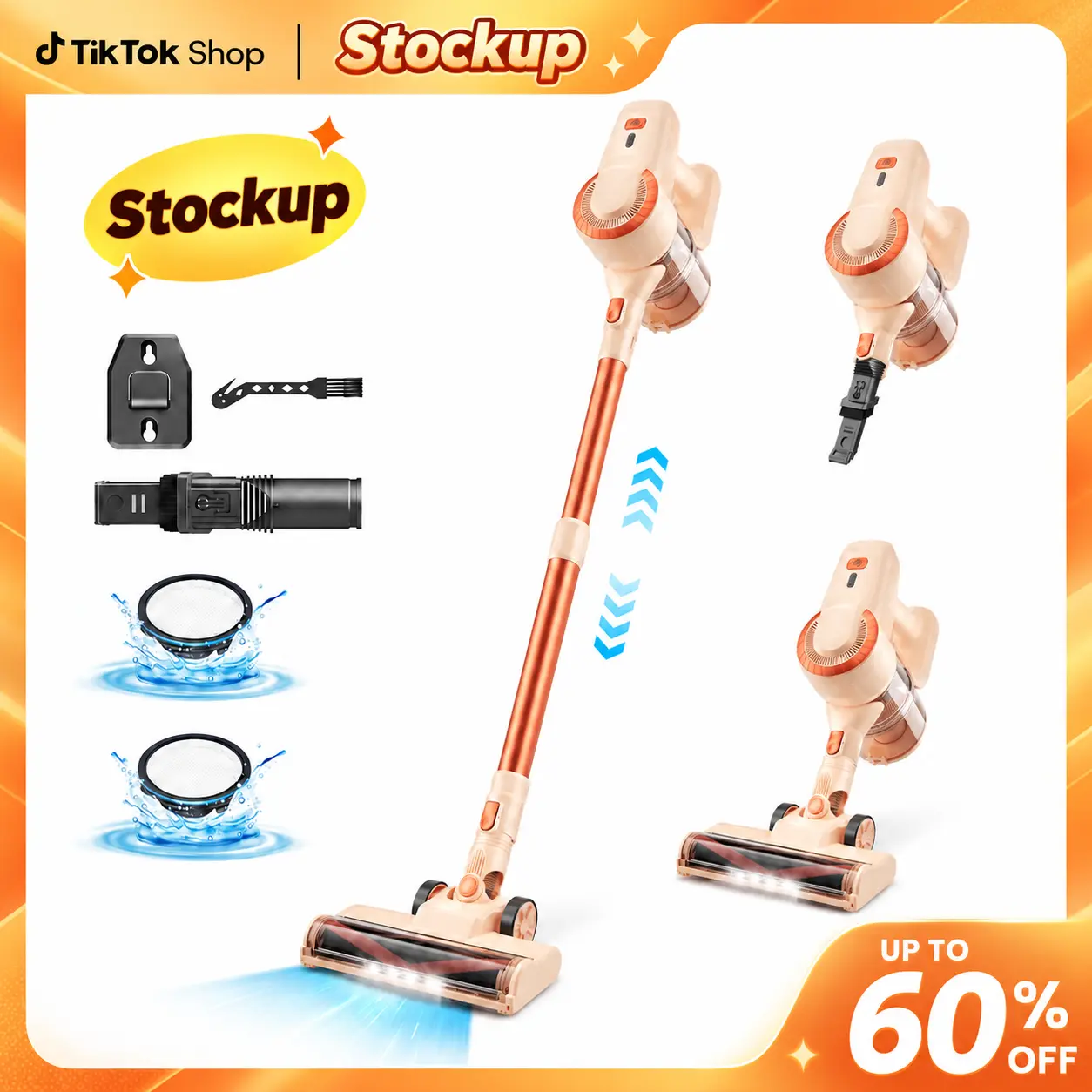 [Back to School Haul] N3P Cordless Vacuum - 8-in-1 Compact Rechargeable Stick/Handheld Vacuum, 20kPa Suction, 40-Min Runtime, LED-Lit Head, Lightweight for Home Cleaning, Car Interior Cleaning, Hardwood Floors