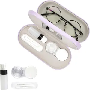 Eyeglass Case Double Sided Travel Size Cute Portable Contact Lens Box 2 in 1 Multifunction With Tool for Daily Outdoor Office
