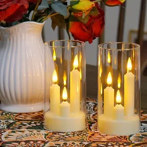 3-in-1 Flashing Flameless Candle, Battery-Powered LED Candle Light, Valentine's Day Gift, Valentine's Day Decoration, Christmas Decorative Light, Cafe Decoration, Home Decoration, Flameless Candle Suitable For Spa, Festival, Party, Wedding And Celebration