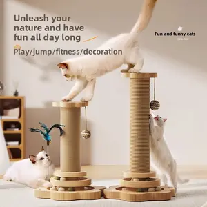 2-in-1 Cat Scratcher & Climber: Vertical Scratcher, Tall Sisal Post with Stable Base, Space-Saving Design for Active Cats