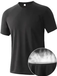 Men's Solid Color Sports Tee, Breathable Comfortable Sports T-shirt, Casual Sporty Short Sleeve T-shirt for Outdoor Activities