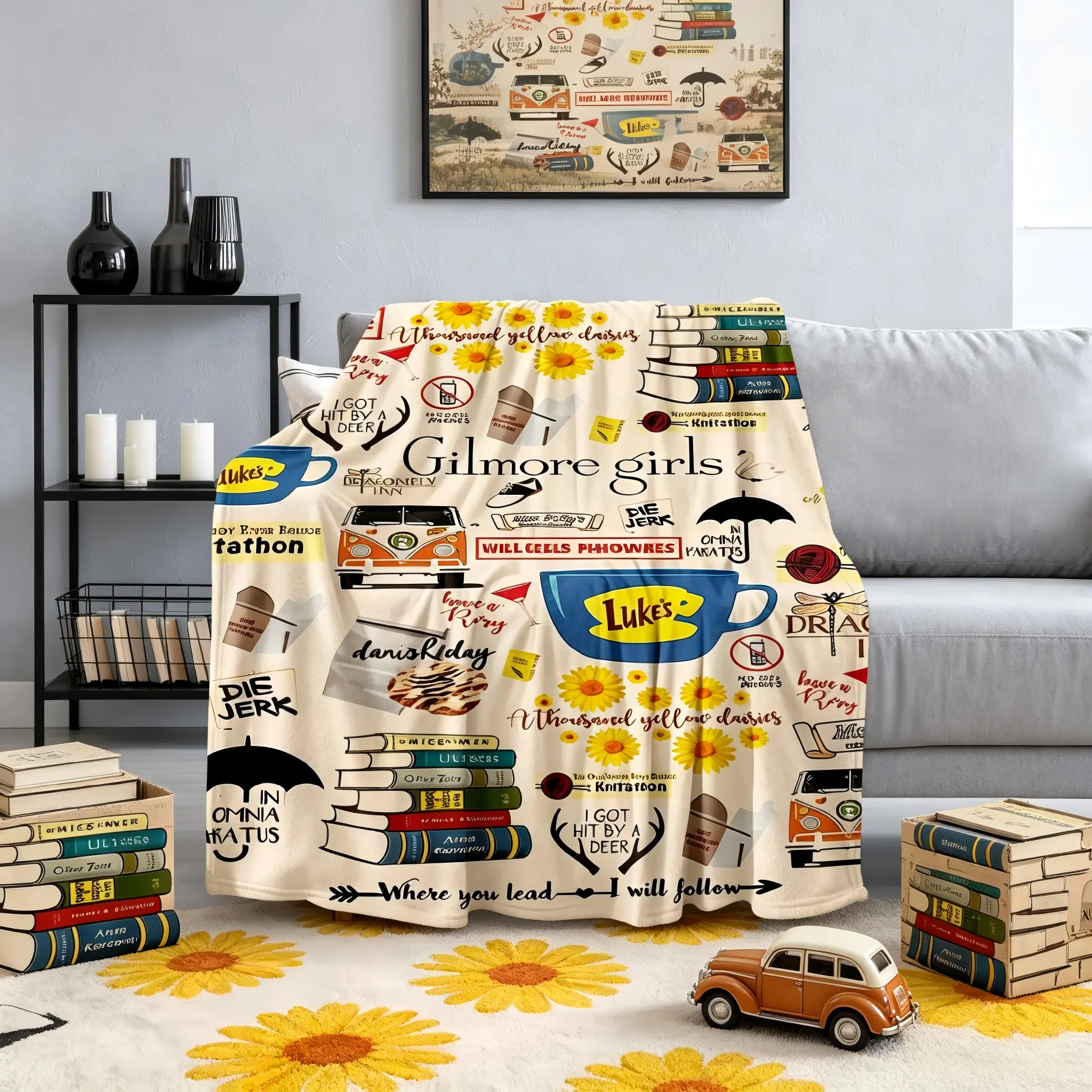 "Where You Lead I Will Follow" Gilmore Girls Blanket - Soft Flannel for Binge Watching