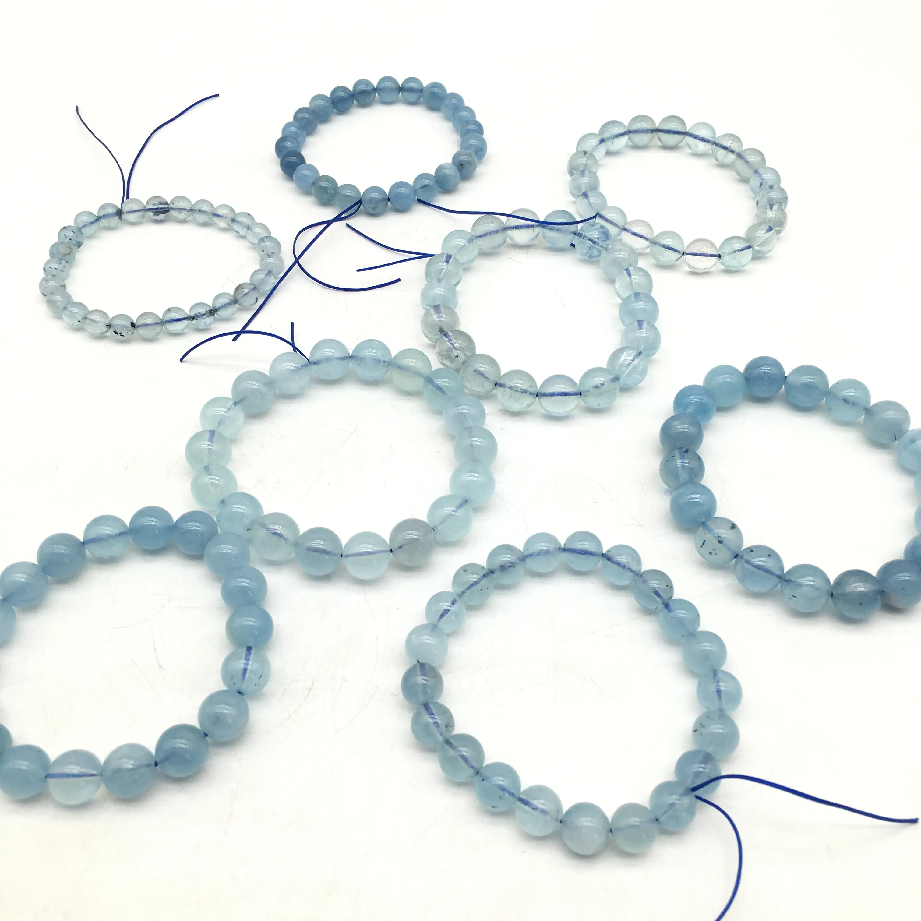 1/pc 8mm Aquarine  Natural crystal Aquarine Bracelet
