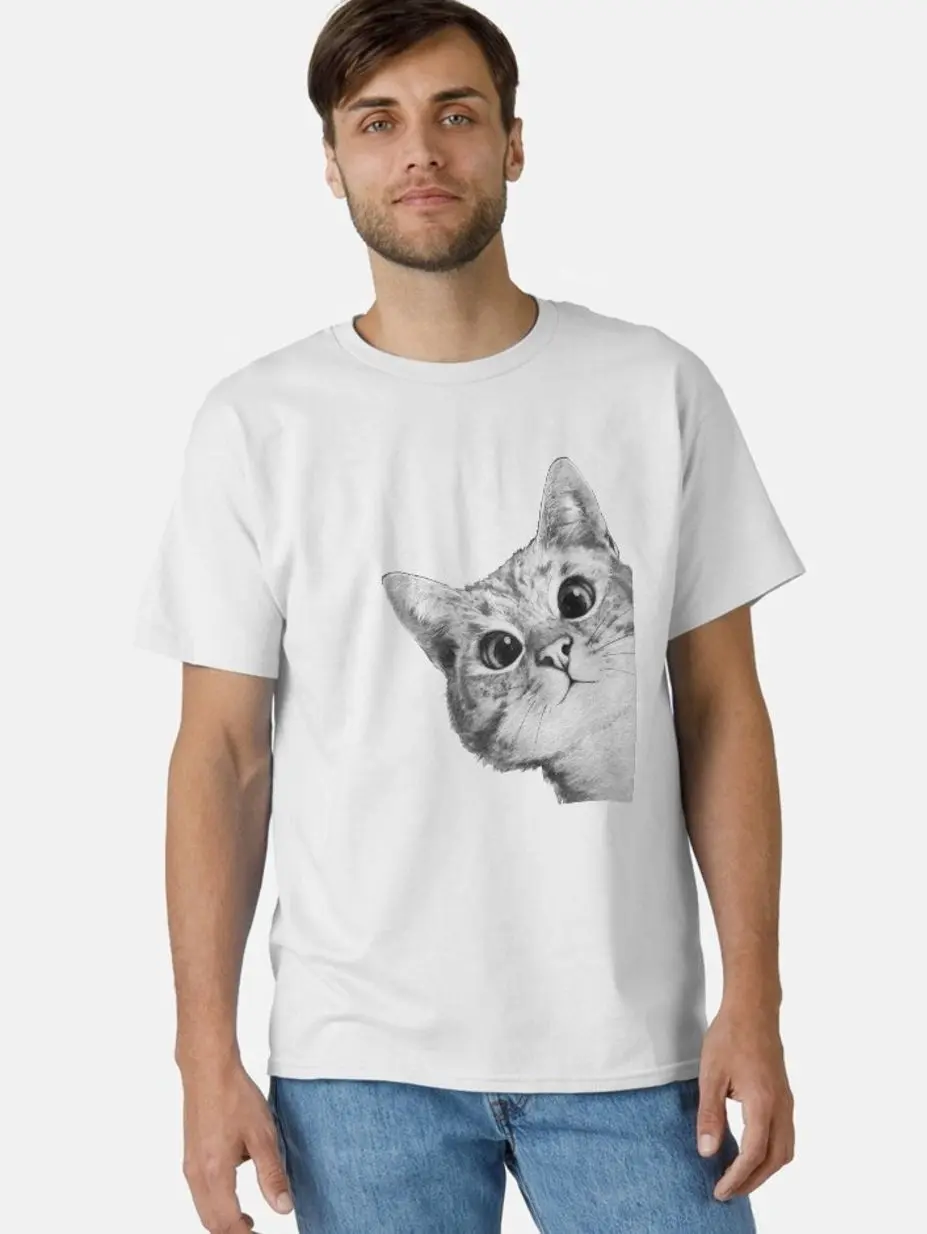 Women's NUK Sneaky Cat Classic Cotton Fabric Short-Sleeve Top, Casual Clothes