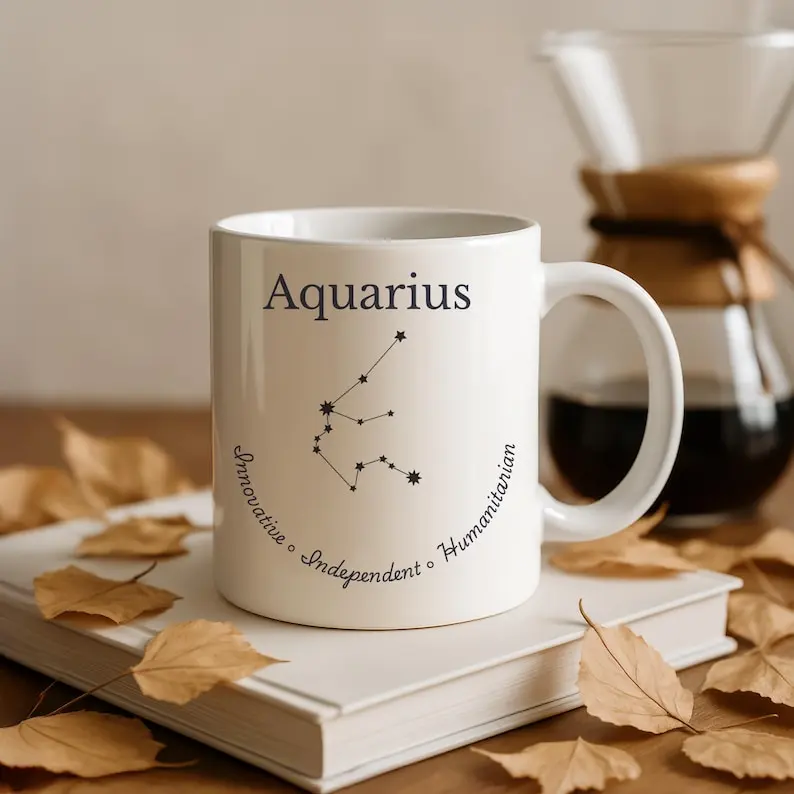 Aquarius Mug, Zodiac Constellation Mug, Astrology Coffee Cup, Aquarius Gift for Her, Star Sign Mug