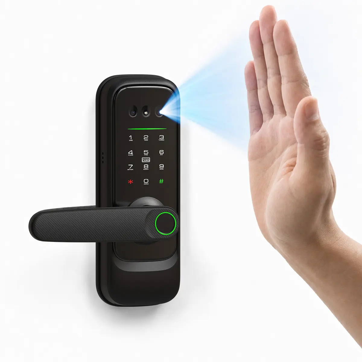 Alloy Aluminum Smart Door Lock - 15 Mins Installation, Palm Vein Scan, Face Recognition, 2000P Camera Video Doorbell, App Keyless Entry, IR Night Vision, Backup Keys, Motion Alerts, 24/7 Support for Front Doors, Apartments, Bedrooms, Offices, 15 Minutes I