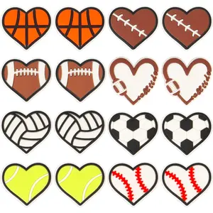 16 count   Focal Beads Bulk, Heart-Shaped Football Basketball Rugby Beads for Beadable Pens  Bracelet Making Supplies, Ball Bead for DIY  Crafts Party Supplies Gifts