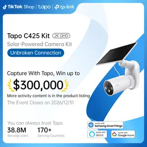 TP-Link & Tapo C425 Kit - 2K QHD Solar-Powered Outdoor Security Camera Kit with 150° Super-Wide FOV, Free AI Person/Motion/Vehicle/Pet Detection, SD/Cloud Storage, Starlight Color Night Vision