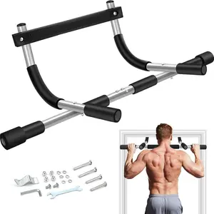 Heavy-Duty Adjustable Steel Pull-Up Bar for Doorway