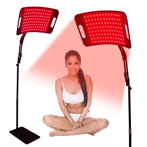 Therapeutic Red Light Therapy Lamp with Stand - 660nm Red & 850nm Near Infrared Panel, Eyes-Safe Goggles, Adjustable Height & Angle, Automatic Power Off, Treatment Wellness Device for Full-Body Use & Metabolism Boost