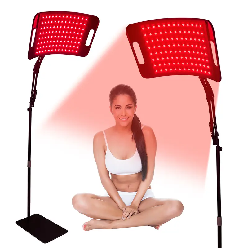Therapeutic Red Light Therapy Lamp with Stand - 660nm Red & 850nm Near Infrared Panel, Eyes-Safe Goggles, Adjustable Height & Angle, Automatic Power Off, Treatment Wellness Device for Full-Body Use & Metabolism Boost