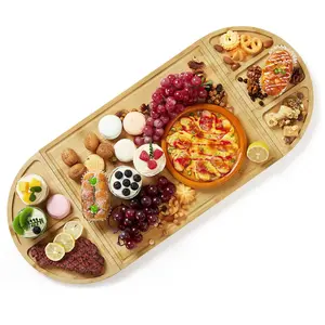 【GARVEE】3 Piece Magnetic Bamboo Cheese Board Set, Large Wood Cutting Board with Deep Juicy Groove for Kitchen, Meal Prep Cutting Board, Chopping Board Set with Storage for Entertaining