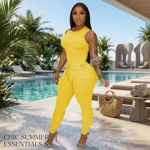 Women's Two Piece Bodycon Tracksuit Set - Solid Color Jogger Biker Workout Gym Lounge Short Sleeve Pant Sweatsuits Comfortable Stretchy Casual Outfit for Women1