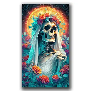 Abstract Skull Woman Large Size Diamond Painting Kit, DIY 5D Full Drill Diamond Art for Beginners, Gem Art Crafts for Adult Wall Decor