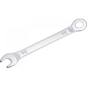 Thin Combination Wrench with Offset 6-Point End and Angled Open End, Metric Mirror-Chrome Plated High Carbon Steel, for Household Repairs, 10mm