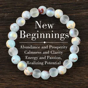 GEMRICH 1-piece set: healing quartz and ocean sediment bead bracelet; transparent abundance glass bead bracelet; amulet bracelet; encouragement gift; fashionable artificial color-contrast crystal beaded bracelet