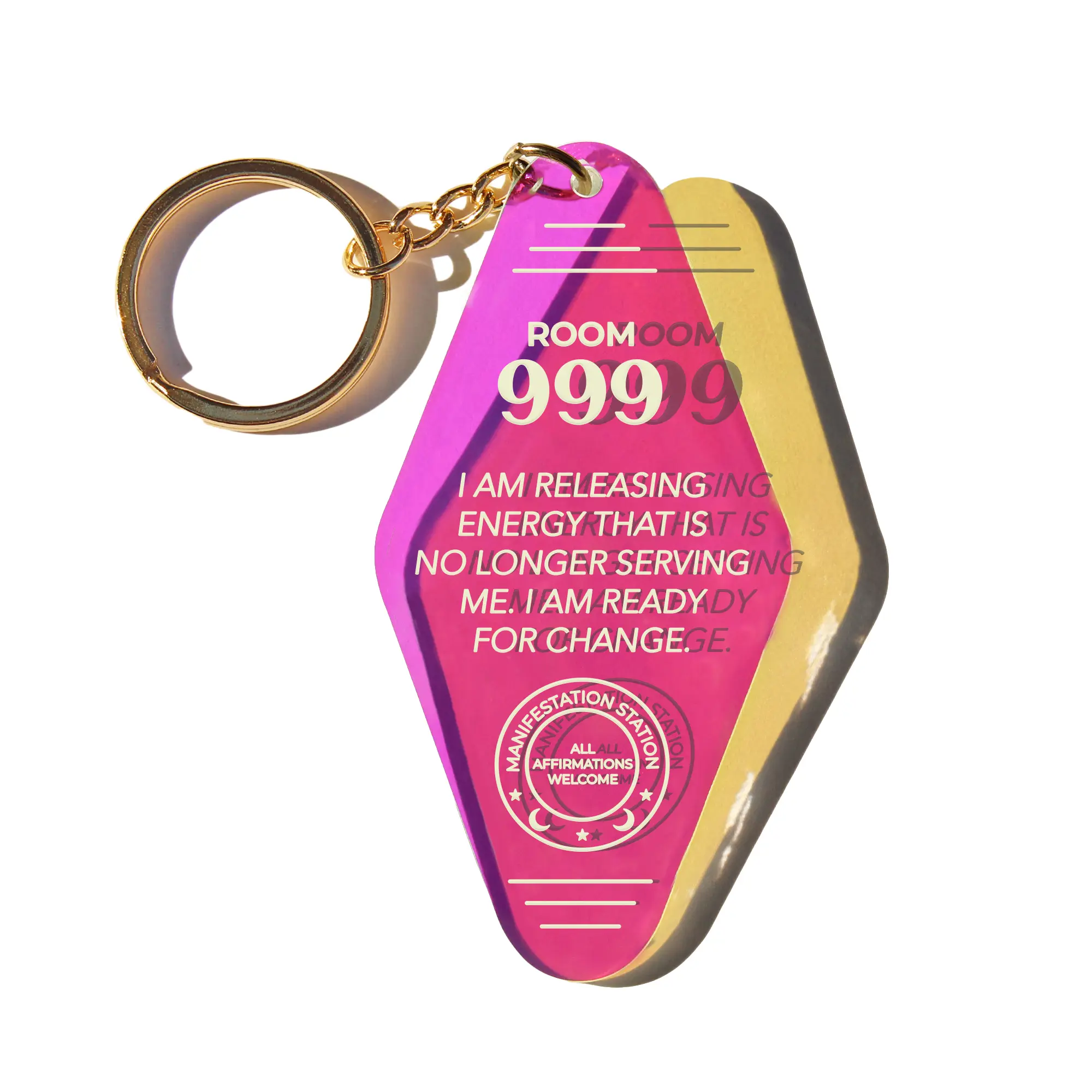 999 ANGEL NUMBER IRIDESCENT KEYCHAIN