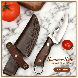Viking - style Japanese Chef's Kitchen Meat Cleaver / Butcher Boning Knife (with Sheath) Kitchen meat cleaver / butcher knife,boning knife,hand-forged meat cutting knife,multi-functional and portable,suitable for home kitchens, Utensils Kitchenware Steel