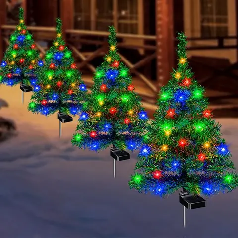 KLSMYHOKI 1PC Solar Christmas Tree Light – Outdoor Waterproof LED Lit Mini Xmas Tree for Garden, Patio & Pathway Decor