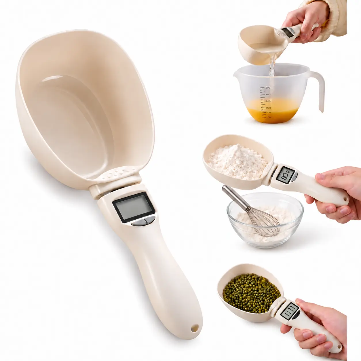 Digital Spoon Scale 3-Pack, Food Measuring Scoops with LCD Display for Cooking, Baking and Coffee