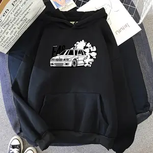 New E46 Car Graphic Hooded  High Quality Sweatshirt Harajuku Streetwear Pullover Unisex Daily Casual Comfy Sportshirt Front Kangaroo Pocket Casual Pullover Versatile Loose Long Sleeve Tops