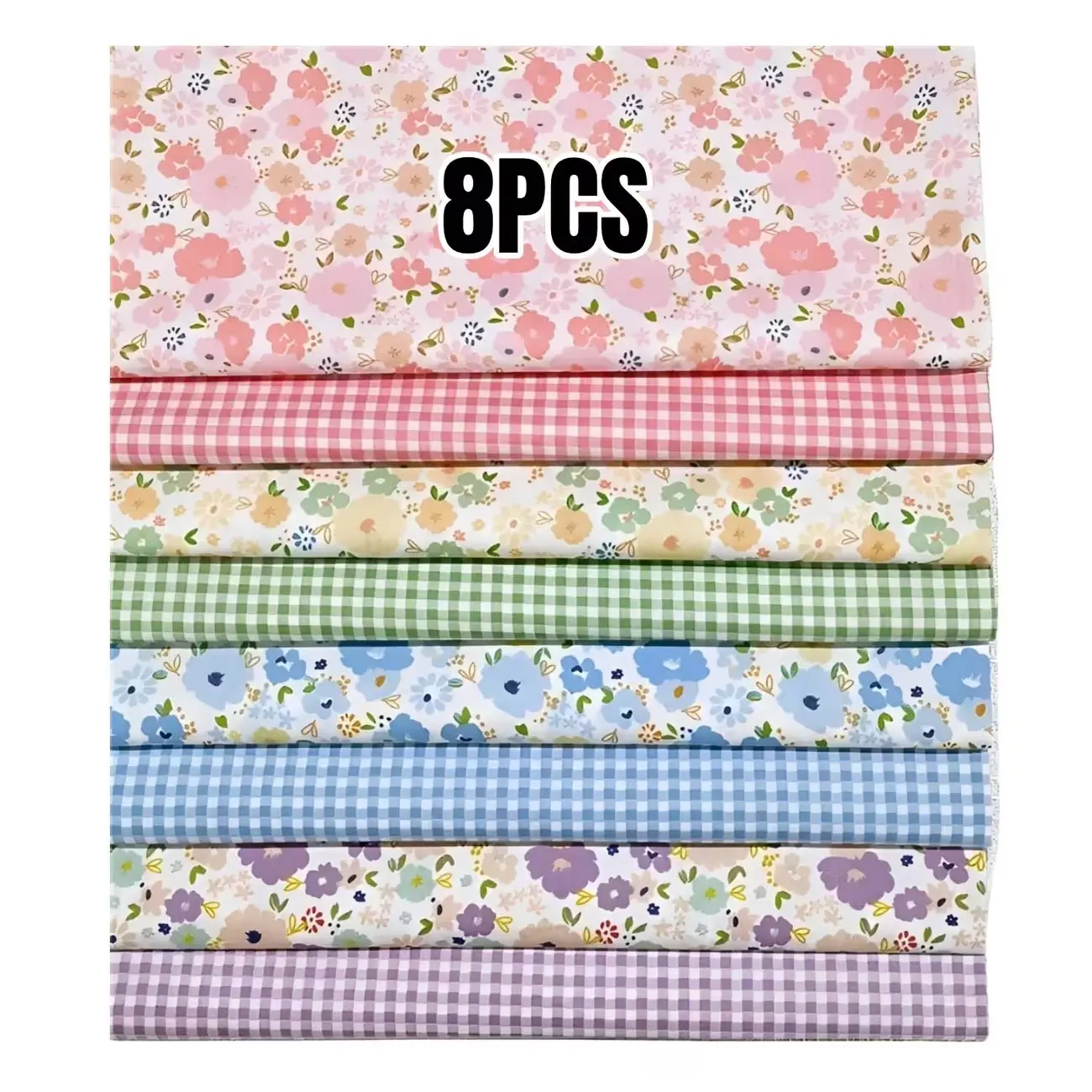 8-Pack Precut Cotton Fat Quarter Fabric Bundle, 18×22in 8 Unique Floral Prints, Soft Quilting Squares for Handcraft Enthusiasts’ DIY Craft Projects, Endless Design Possibilities for Sewing & Patchwork