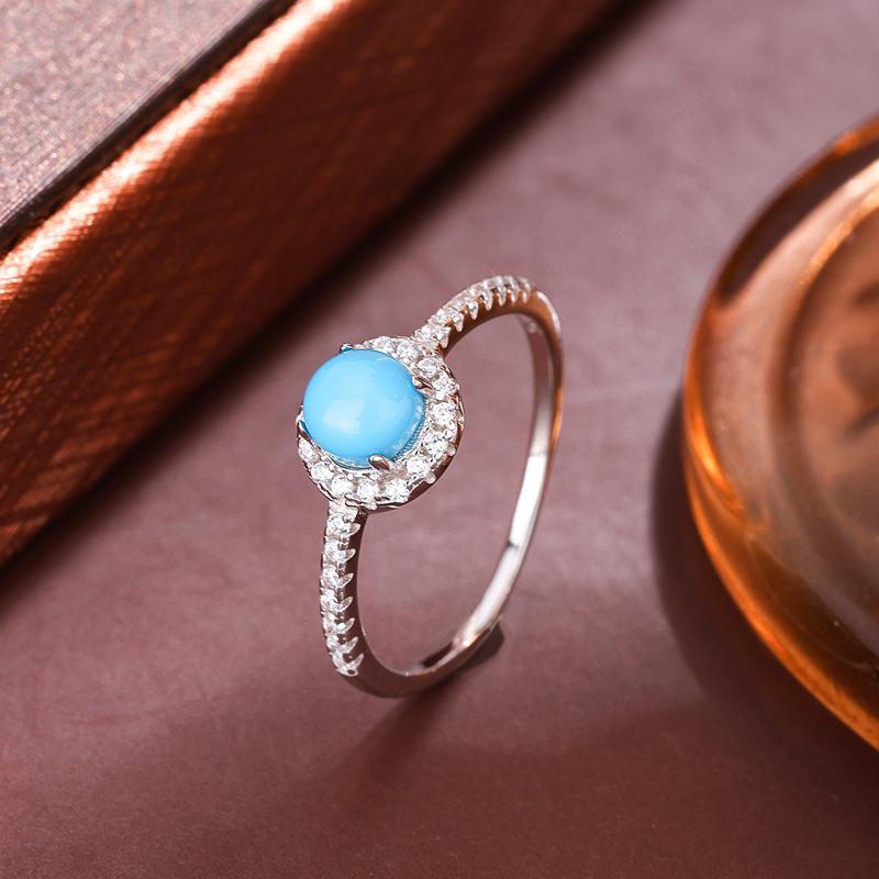 Turquoise Must-Have!  S925 Sterling Silver Ring with Lab-Grown Turquoise. Get That Boho Vibe. Lab-created Gemstone Ring