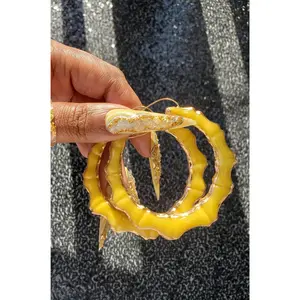 Customizable Bamboo Hoop Earrings Opaque