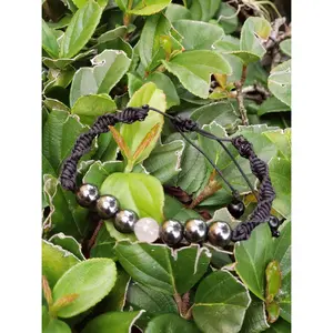 Rose Quartz and  Hematite Spiral Macramé Crystal  Bracelet