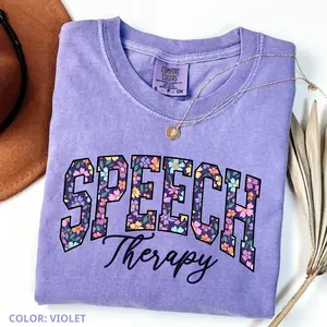 Comfort Colors Speech Therapy Shirt, Speech Pathology Tee, SLP Gift for Speech Therapist, Floral Speech Language Gift, Back to School Shirt