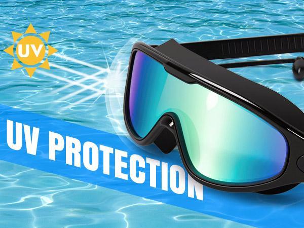 Rantizon Swim Goggles 1 Pack for Adults/Kids - Wide View, Anti-Fog, No Leaking, Soft Silicone, Adjustable Strap uv swimming anti-uv