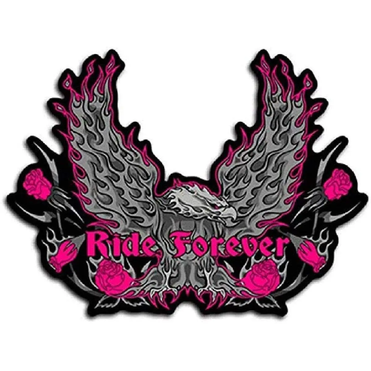 Ride Forever Upwing Eagle Lady Biker 9 Inch iron on sew on Patch