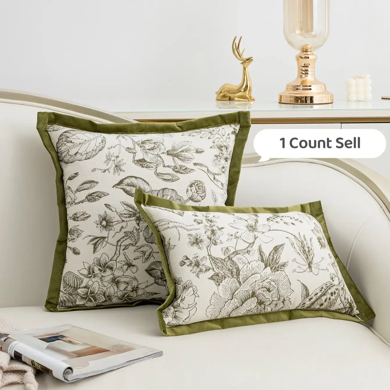 Leaf-Print Cushion Cover Without Filler, Multi-Size Elegant Modern Style Versatile Polyester Material Throw Pillow Cover for Living Room or Bedroom Decor #GLOBAL PICKS