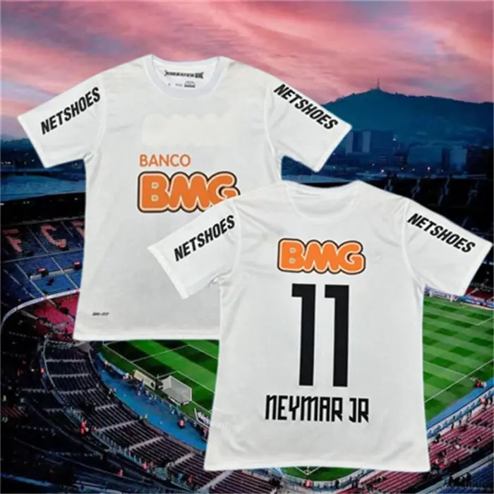 2012 2013 Home White Retro No.11 Neymar Short Sleeve Soccer Jersey