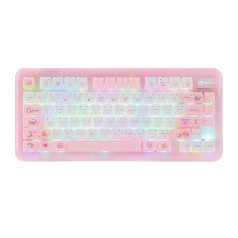 KiiBoom Phantom81 Lite Wireless 75% Gasket Mechanical Gaming Keyboard - Hot-Swappable, QMK-VIA Programmable, Thocky Tri-Mode (2.4G/BT5.0/USB-C), RGB Lights, Foam, Latex, UV Protection, Creamy ABS Mold Colored LED Keycaps, DIY Gaming Accessory, Pe, Creamy,