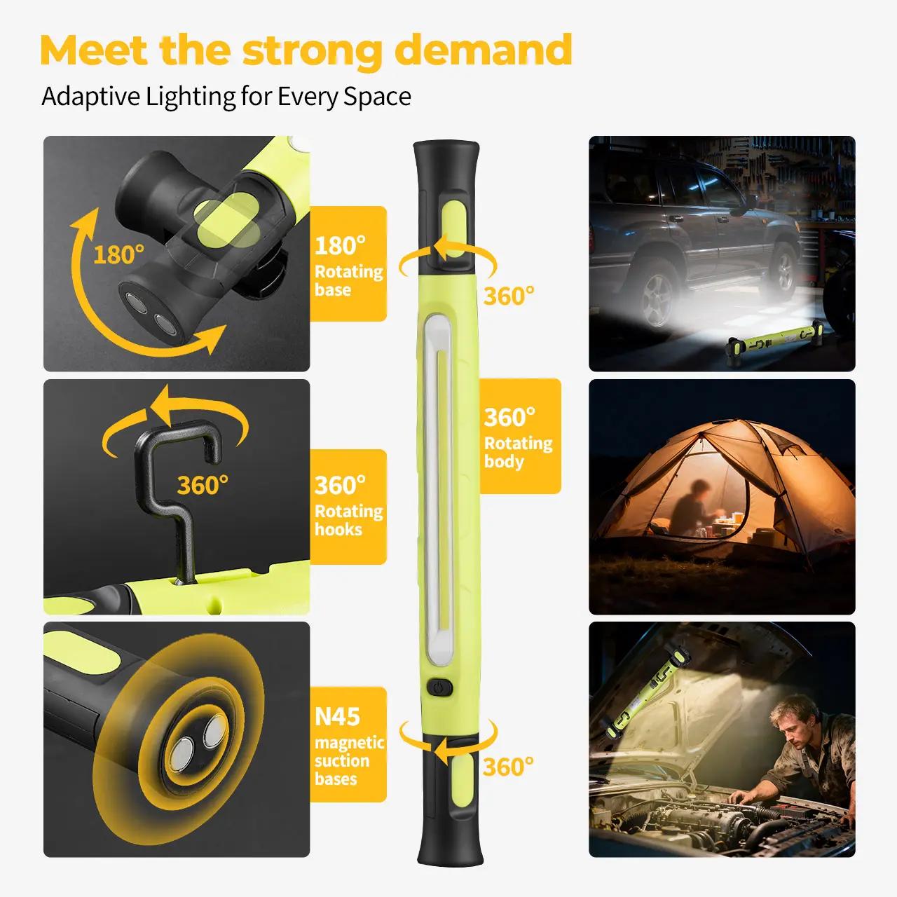 Work Light/Flashlight 3000LM, rechargeable underhood light 5200mAh with magnetic base & hanging hook, practical light for car repair/garage/construction site/power outage/emergencies, waterproof and durable LED lamp Work Light/Flashlight 3000LM, rechargeable underhood light 5200mAh with magnetic base & hanging hook, practical light for car repair/garage/construction site/power outage/emergencies, waterproof and durable LED lamp