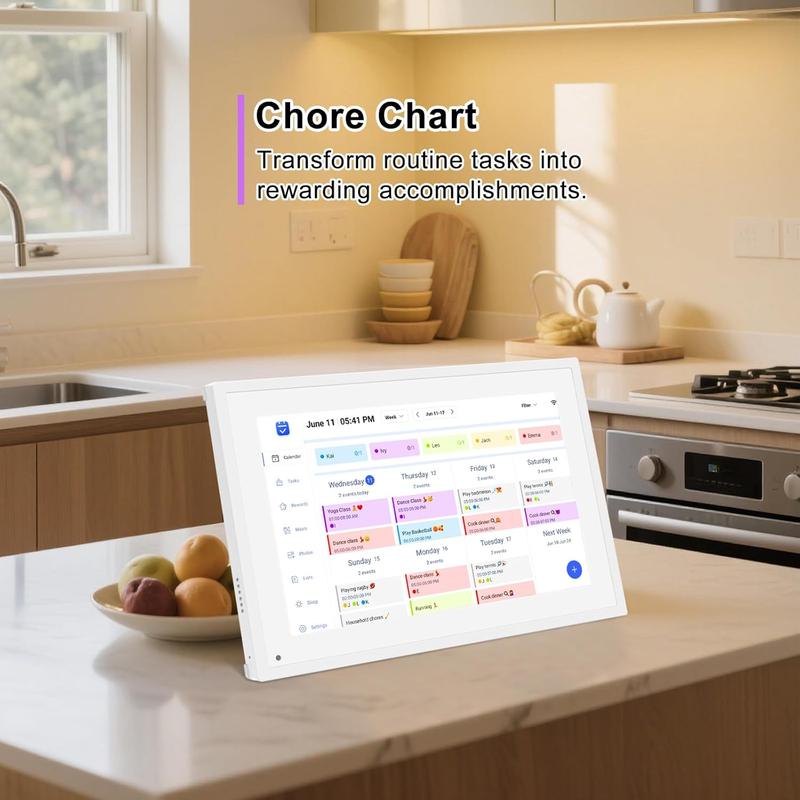 10.1 inch Digital Calendar & Chore Chart, Smart Touchscreen Display for Family Schedules, Hearth Display Family Planner, Digital Photo Frame, Great for Organizing Your 2025 Calendar