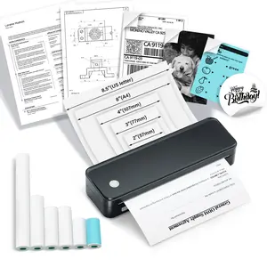 JADENS Portable Printer with 6 Rolls of Thermal Paper, Inkless Printer Bluetooth Support for 8.5" x 11" Size, 4"X6",2"，3"，2" Round Label